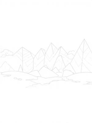 Triangular Mountains and Zigzag River Landscape