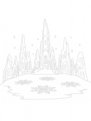 Majestic Ice Palace with Frozen Lake and Snowflakes