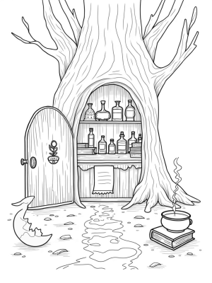 Potion Shop in a Twisted Tree Trunk