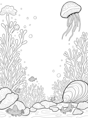 Underwater Garden with Luminous Jellyfish and Whimsical Fish