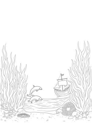 Dolphins Leaping Over a Vibrant Underwater Garden