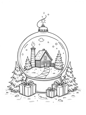 Holiday Village with Snow Globe and Candy Cane Chimney