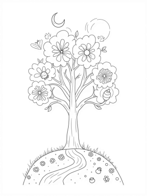 The Four Seasons Tree with a Winding Path