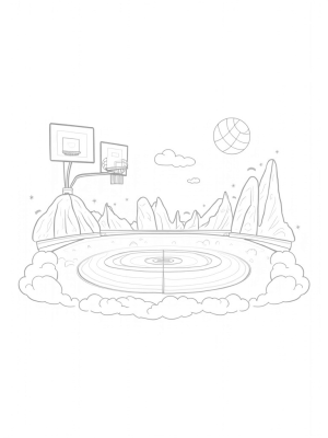 Floating Sports Arena with Oversized Equipment