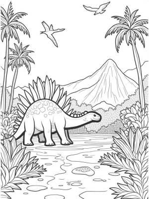 Stegosaurus in a Prehistoric Jungle