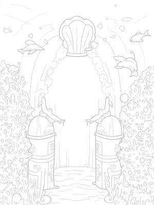 Underwater City with Dolphins and Treasure