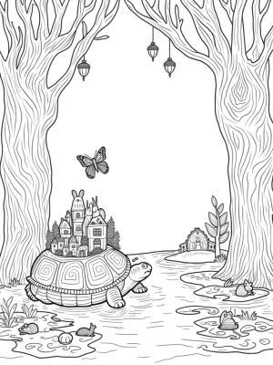 Tortoise Village in a Colorful Forest