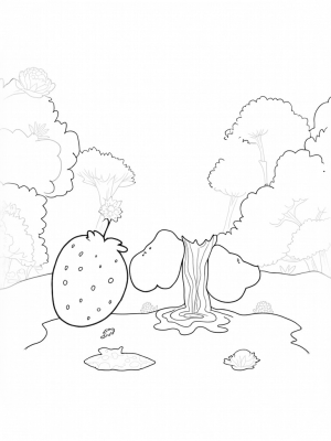 Giant Blueberry and Flowering Strawberries in a Fruit Garden