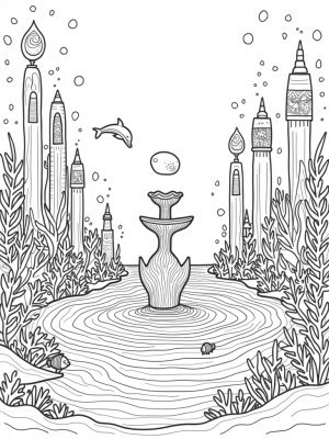 Underwater City of Coral and Dolphins