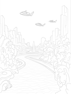 Futuristic Cityscape with Lamborghini Silhouettes