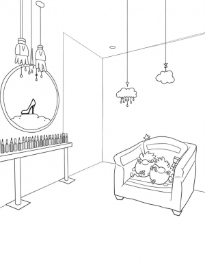 Whimsical Salon with Hairbrush Chandeliers