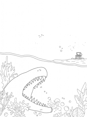 Underwater Shark Coral Reef with Colorful Fish