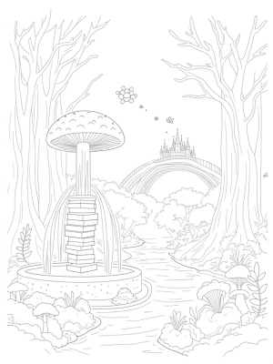 Enchanted Forest Glade with Dragon Fountain