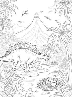 Stegosaurus in a Lush Prehistoric Jungle