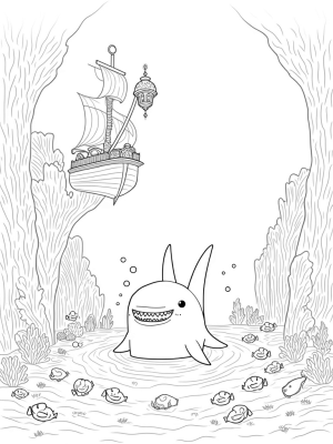 Coral City with a Smiling Shark Fountain