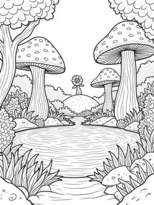 Colossal Mushrooms and a Sparkling Pond