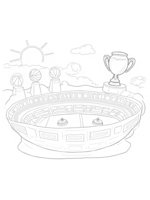 Giant Trophy Sports Arena with Floating Balls