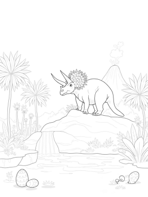 Triceratops in a Prehistoric Jungle