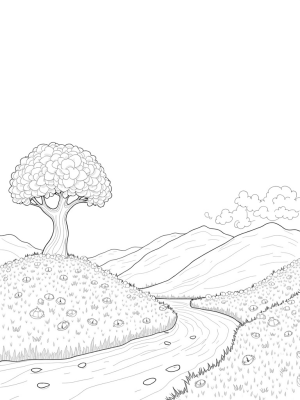 Hillside of Umbrella Flowers and Lantern Tree