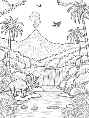 Triceratops Grazing in a Prehistoric Jungle