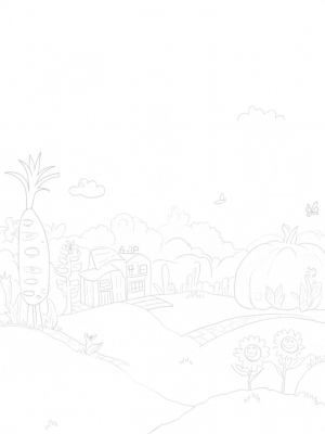 Patchwork Farm with Giant Vegetables and Smiling Sunflowers