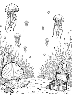 Underwater Garden with Giant Clam and Jellyfish