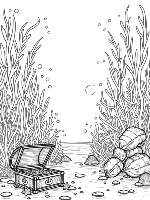 Underwater Garden with Giant Seashells and Treasure