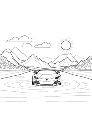 Futuristic Lamborghini by the Geometric Lake