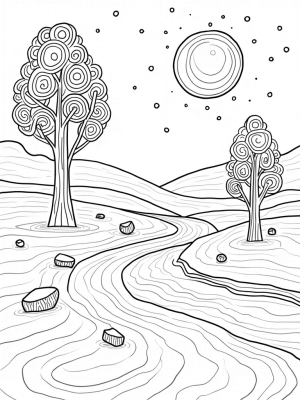 Serene Landscape of Interlocking Circles