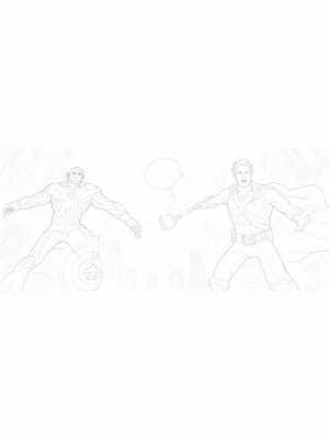 Avengers Assemble: Iron Man, Captain America, and Thor Battle Scene