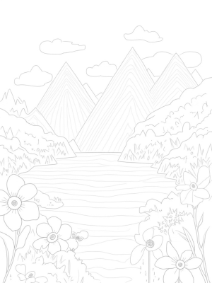 Mountain Range of Triangles with Reflective Lake
