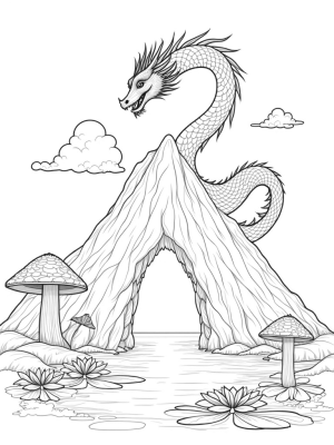 Colossal Dragon Coiling Around a Mountain Peak