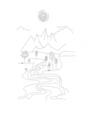 Winding River Through a Colorful Canyon