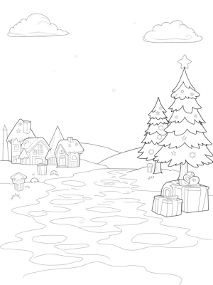 Gingerbread Houses and Holiday Trees in a Winter Wonderland