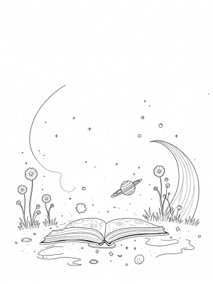 Celestial Garden with Planets and Comets