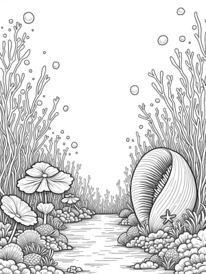 Underwater Garden with Coral and Seashell Staircase