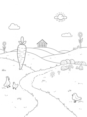 Oversized Vegetables in a Whimsical Farm Landscape