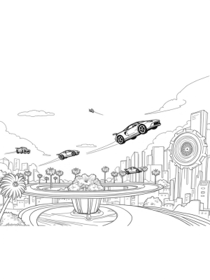 Futuristic City with Soaring Lamborghinis