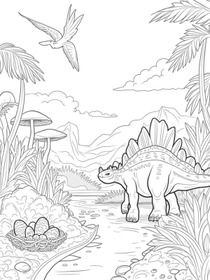 Stegosaurus in a Prehistoric Jungle