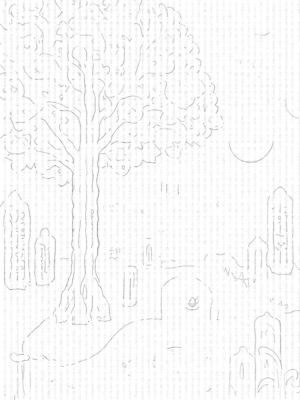 Serene Garden with Tree of Life and Biblical Symbols