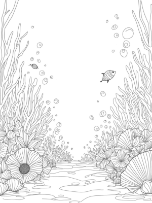 Underwater Garden with Giant Sea Flowers and Colorful Fish