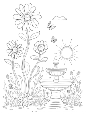 Spiral Flowers and Butterfly Garden