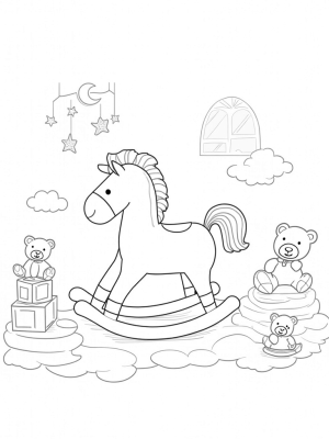 Giant Rocking Horse in a Cozy Nursery