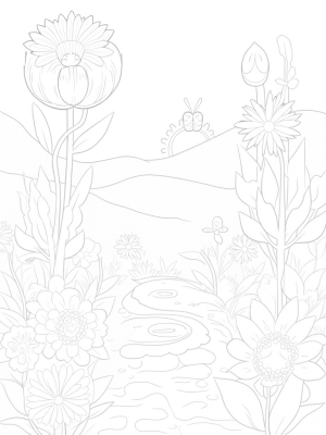 Oversized Flowers and a Tulip Fountain in a Whimsical Garden