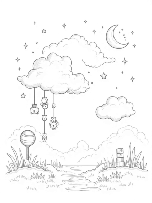 Fluffy Clouds and Teddy Bear Mobile