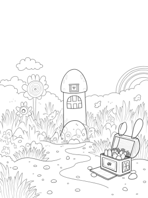 Giant Eggs and Flower Gazebo in a Garden