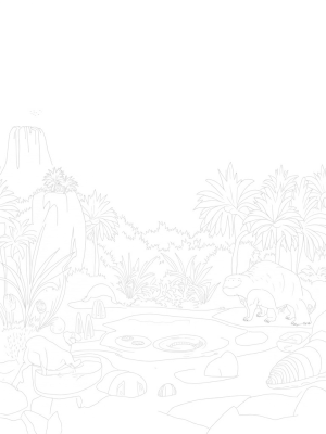 Prehistoric Jungle with Dinosaurs and a Volcano