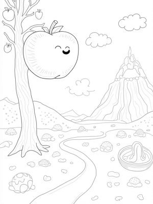 Giant Apple Tree with Yogurt Fountain and Pancake Mountain