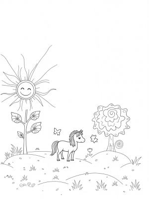 Majestic Pony in a Colorful Meadow