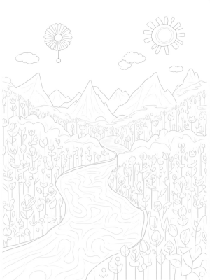 Dreamy Landscape with Flowers and Floating Islands